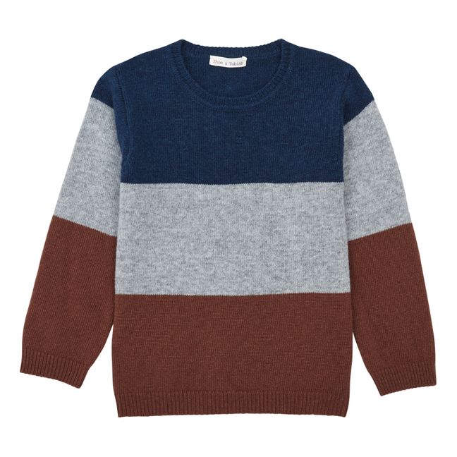Jersey de lana merina Tricolor | Azul Marino