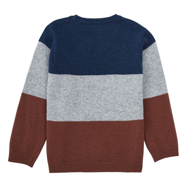 Jersey de lana merina Tricolor | Azul Marino