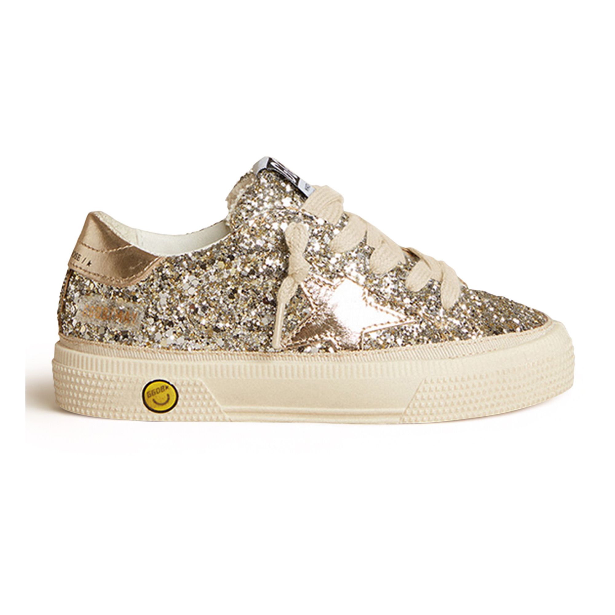Golden Goose - Baskets Lacets May Paillettes - Blanc | Smallable