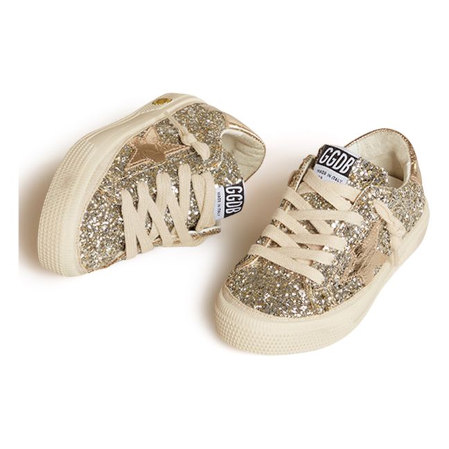 Zapatillas con cordones May con lentejuelas | Blanco