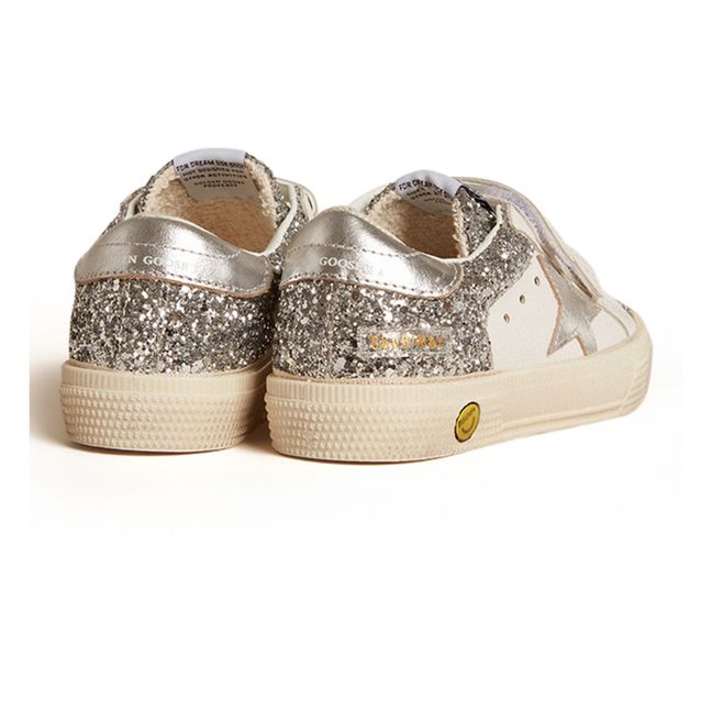 Zapatillas con velcros May con lentejuelas | Plateado