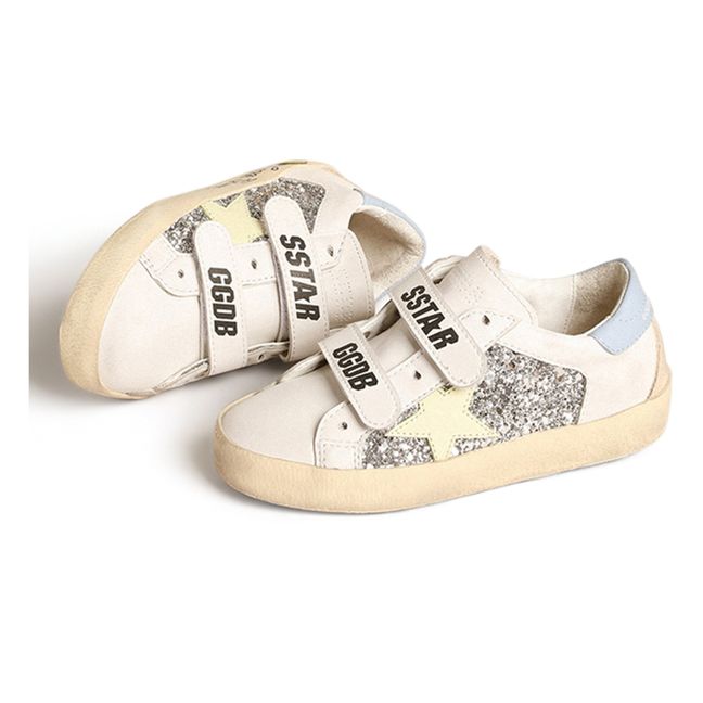 Zapatillas con velcro Old School con lentejuelas Signature | Plateado