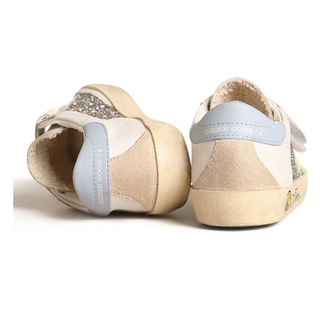 Zapatillas con velcro Old School con lentejuelas Signature | Plateado
