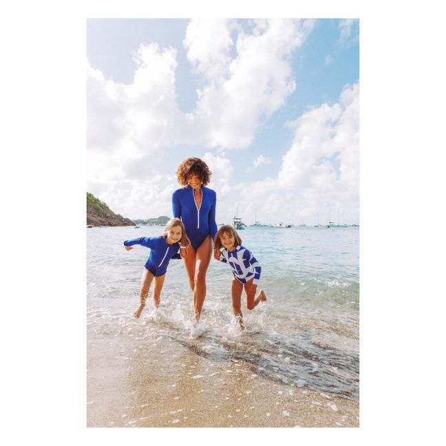 Maillot de Bain Anti-UV Matière Recyclée Uni Gaufré - Collection Femme | Bleu