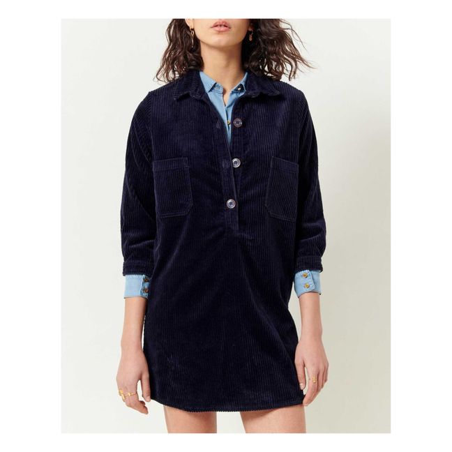 Robe Gihana Velours Côtelé | Azul Marino