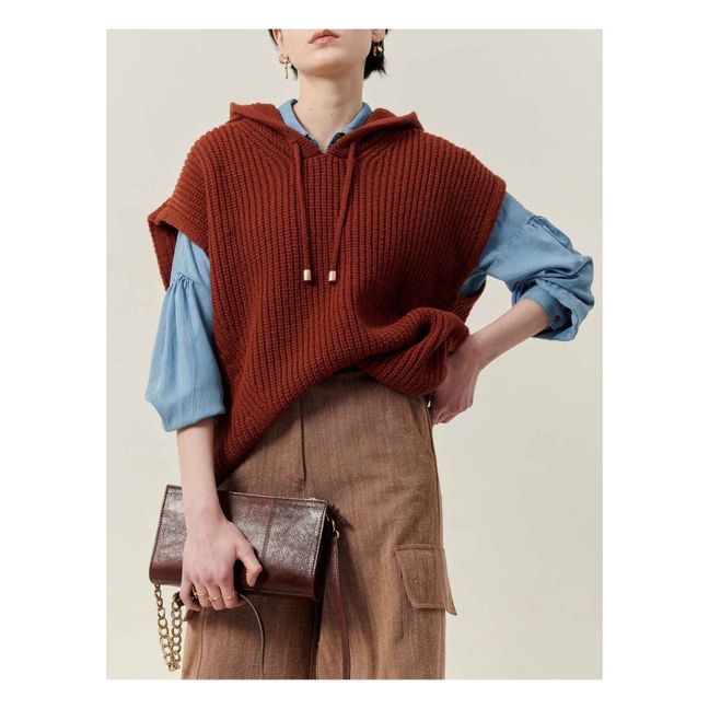 Shavasana Wool Sleeveless Sweater | Rust