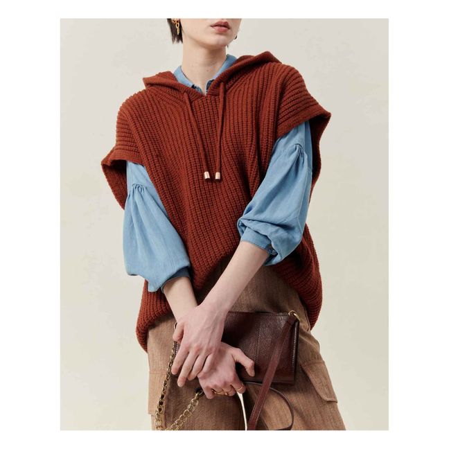 Shavasana Wool Sleeveless Sweater | Rust