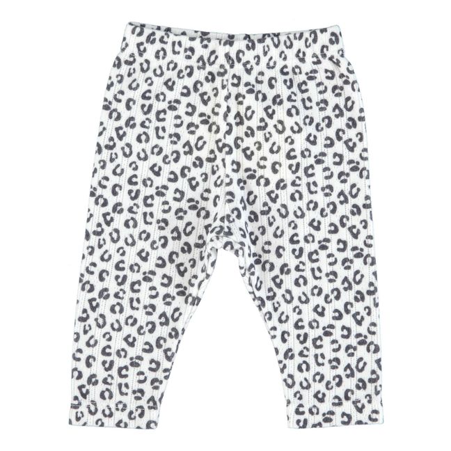 Legging Coton Bio Rib Léopard | Ecru