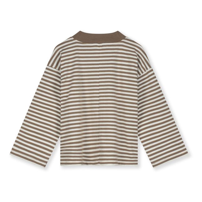 Organic Cotton Striped T-shirt | Taupe brown