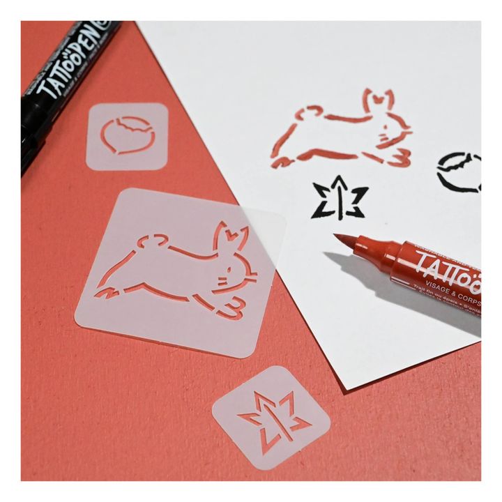 Duo-Set Tattoopen & wiederverwendbare Schablone Bunny x AMI IMAGINAIRE- Produktbild Nr. 2