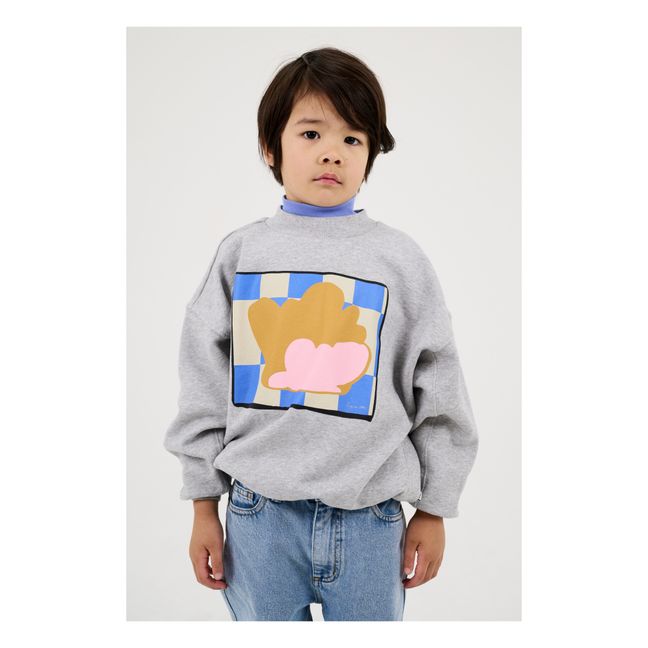 Organic Cotton Print Sweatshirt | Light grey