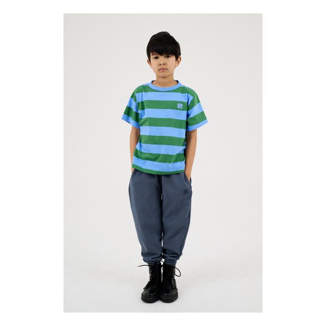 T-shirt Rayé Coton Bio | Vert forêt