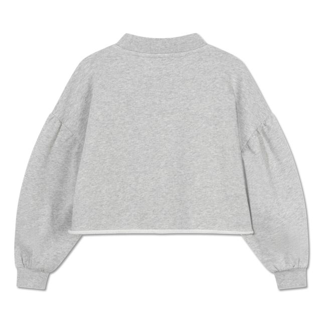 Sweat Cropped Heart Coton Bio | Gris clair