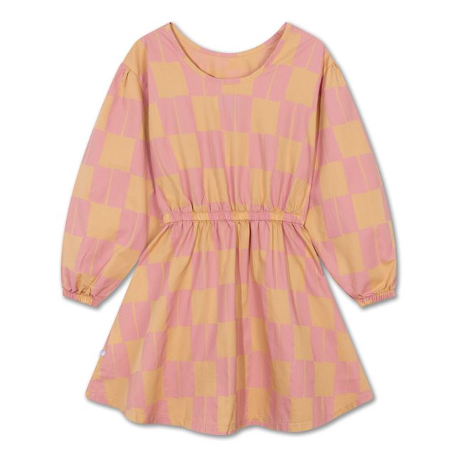 Organic Cotton Checked Dress | Pink