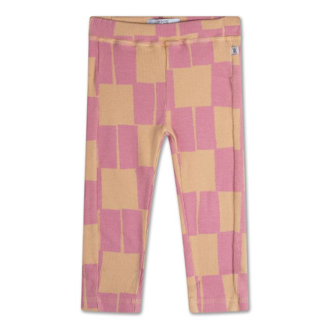 Pantalon Droit Carreaux Coton Bio | Rose