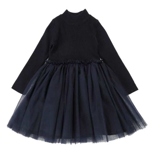 Robe Tulle en Laine Lotus | Bleu marine
