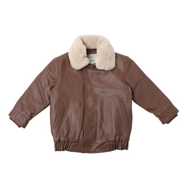 Veste Cuir et Laine Yuki | Marron