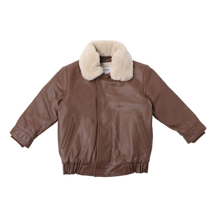Yuki Leather and Wool Jacket | Brown- Product image n°0