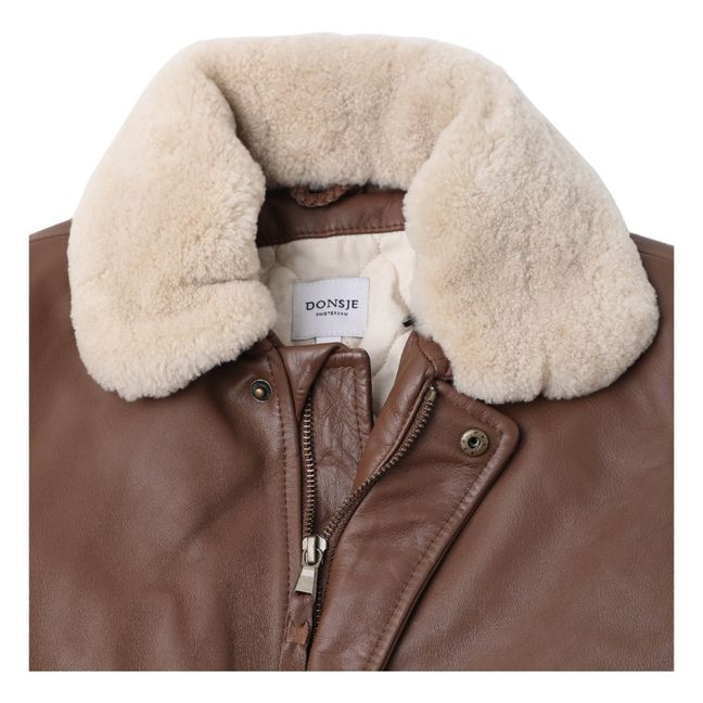 Veste Cuir et Laine Yuki | Marron