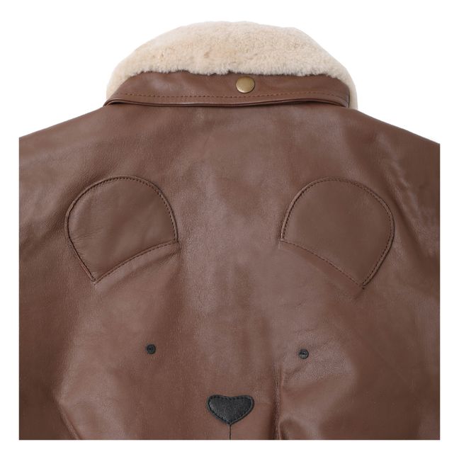 Veste Cuir et Laine Yuki | Marron