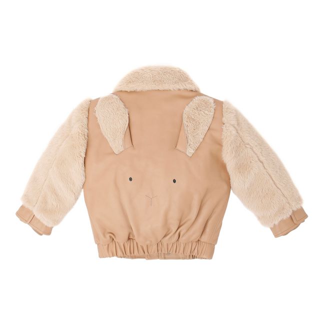 Veste Cuir Façon Fourrure Yuki | Beige