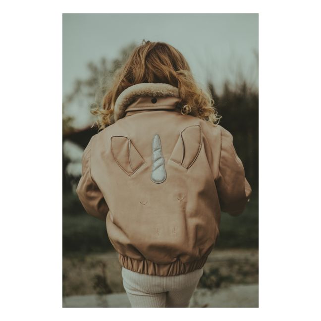 Veste Cuir et Laine Yuki | Rose poudré