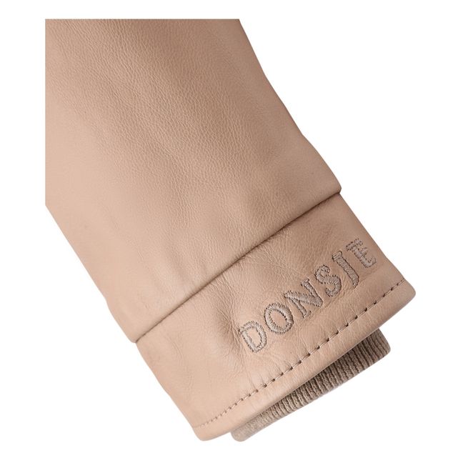 Veste Cuir et Laine Yuki | Rose poudré