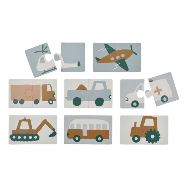 Puzzle Bret - Juego de 8 | Vehicles/Dove blue
