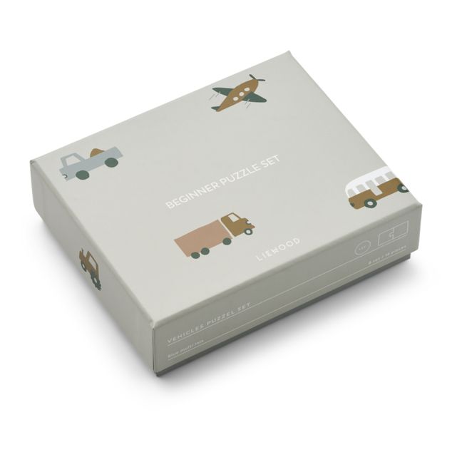 Puzzle Bret - Juego de 8 | Vehicles/Dove blue