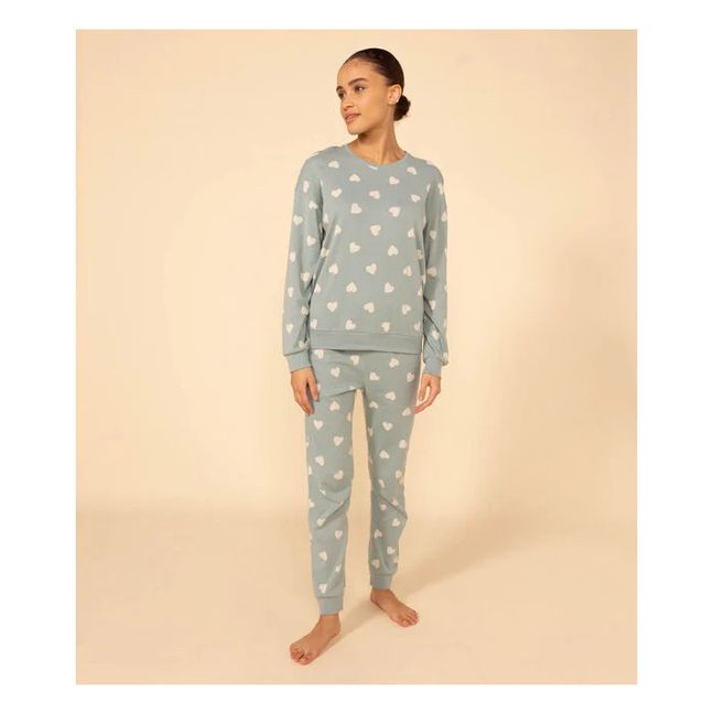 Sweat + Pantalon Pyjama Coeur - Collection Femme  | Vert