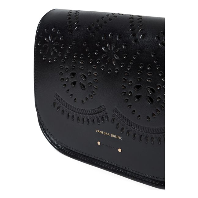 Holly Perforated Vegetable-Tanned Leather Shoulder Bag | Schwarz