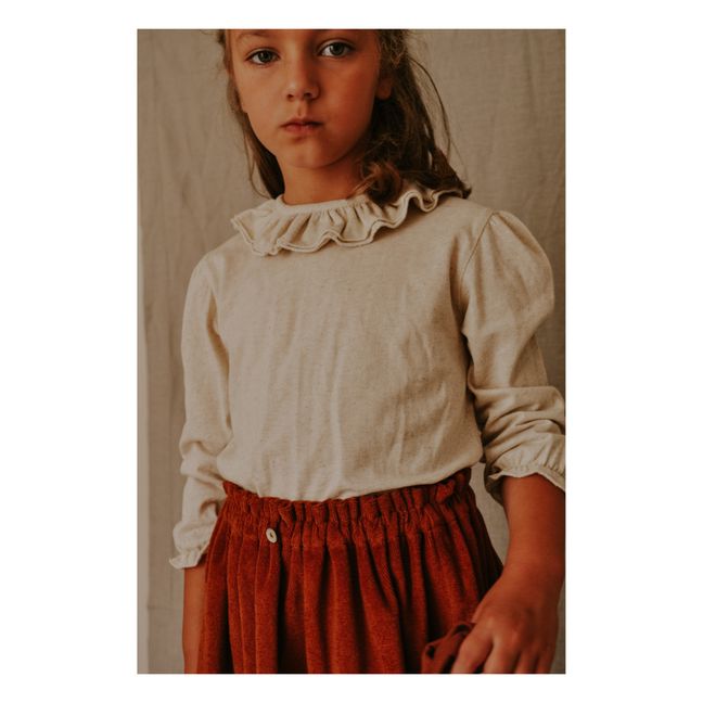 Camiseta con cuello de algodón orgánico Gabriela | Beige
