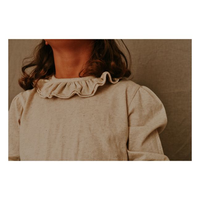 Camiseta con cuello de algodón orgánico Gabriela | Beige