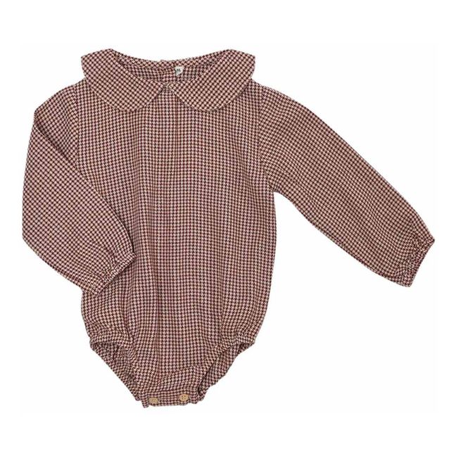 Barboteuse Flanelle Pied de Poule Ernest | Rouge