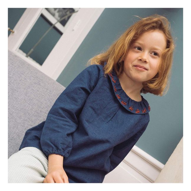 Bluse aus Leinen und Baumwolle Charlotte | Navy