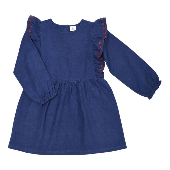 Vestido Aliénor de lino y algodón | Azul Marino- Imagen del producto n°0