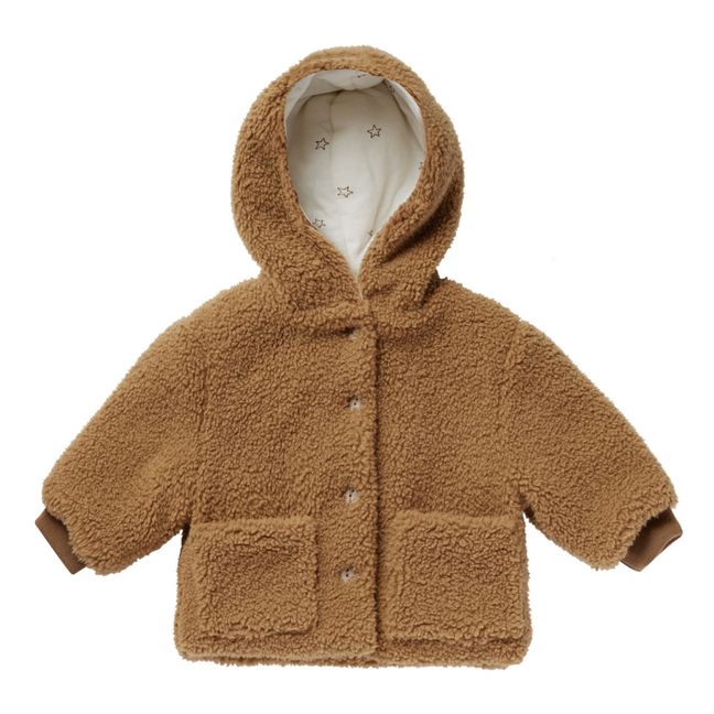 Fur-look Hooded Jacket | Brown