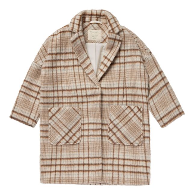 Manteau Laine Carreaux | Beige