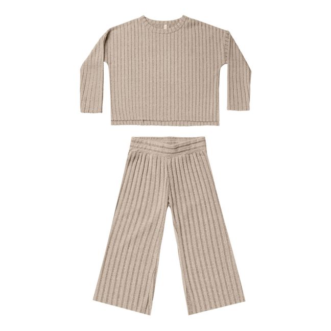 Cozy Ribbed T-Shirt + Trousers | Beige