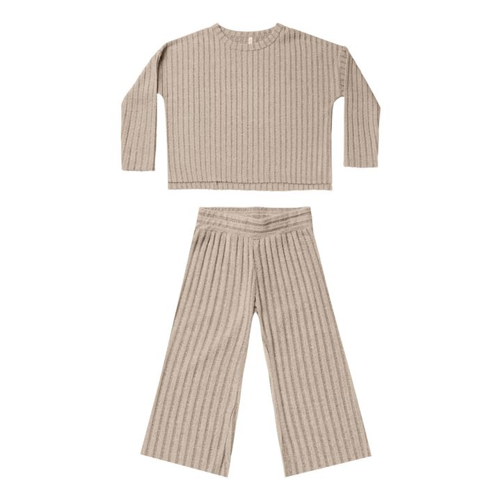 Cozy Ribbed T-Shirt + Trousers | Beige- Product image n°0