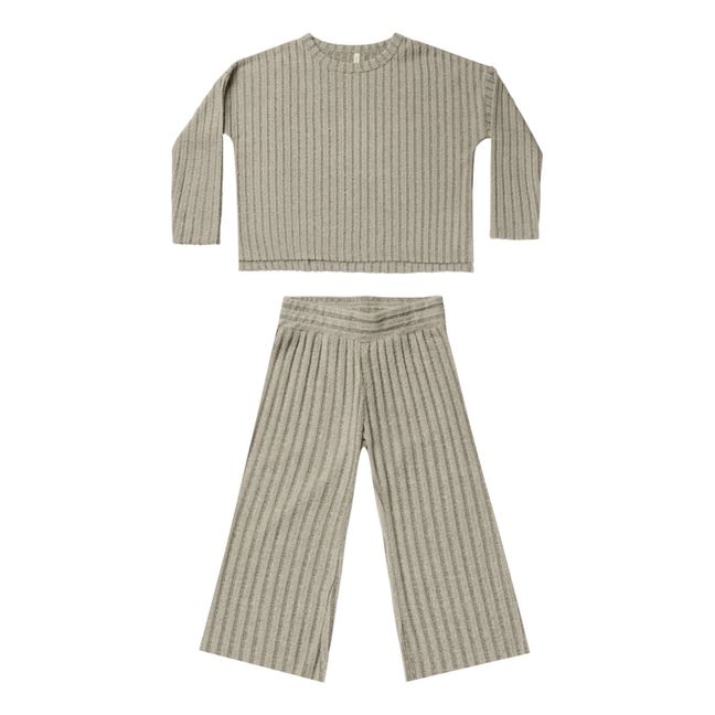Cozy Ribbed T-Shirt + Trousers | Sage