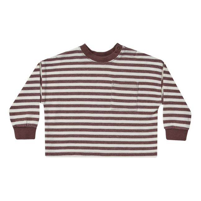 T-Shirt Rayé Relaxed | Prune