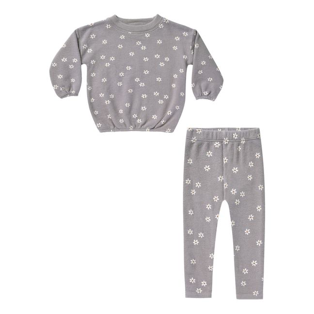 T-Shirt + Legging Fleurs | Gris