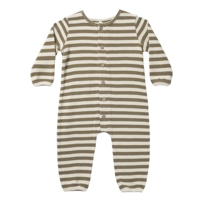 Striped Embossed Jumpsuit | Khaki