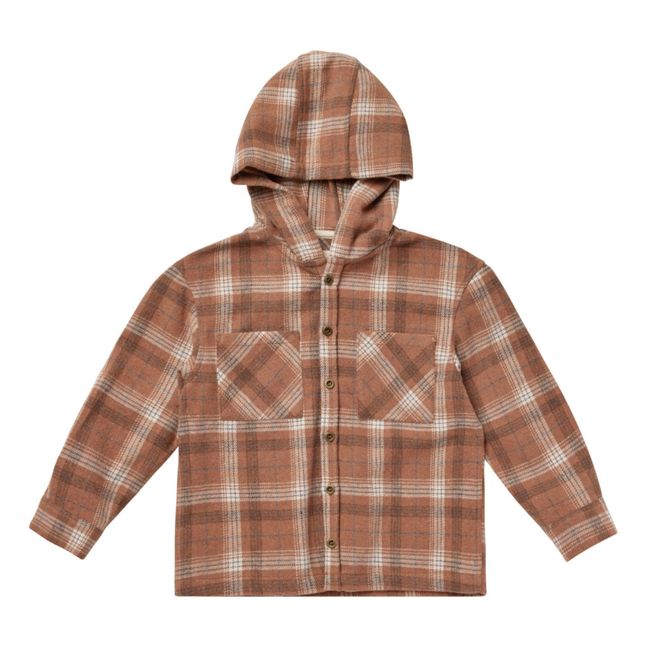 Flannel Plaid Hooded Overshirt | Brown