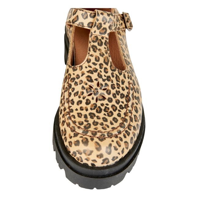 Loafers aus Leder mit Leopardenmuster | Kamelbraun