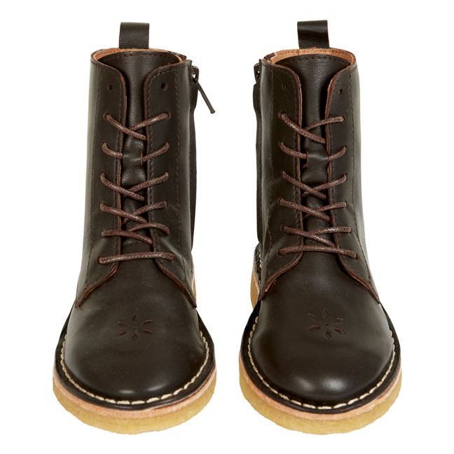 Emi Leather Lace-Up Boots | Chocolate