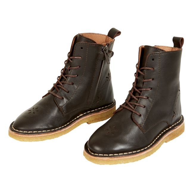Emi Leather Lace-Up Boots | Chocolate