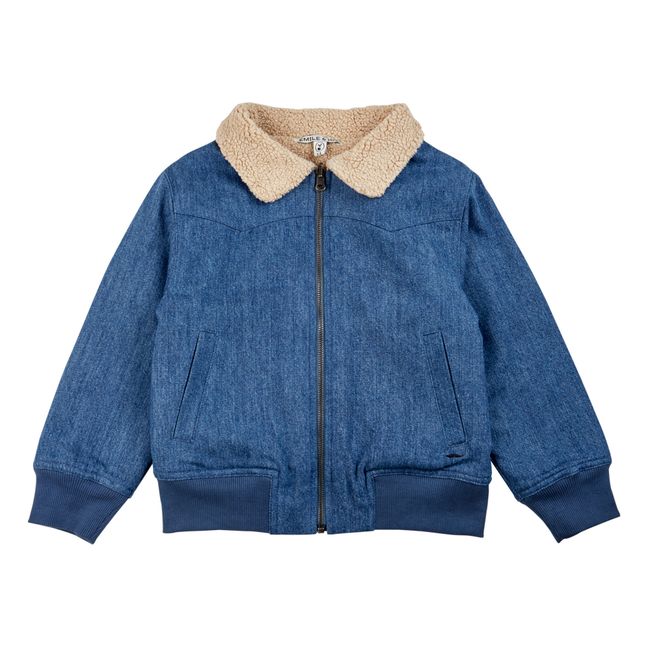 Reversible Denim Fur Jacket | Denim blue