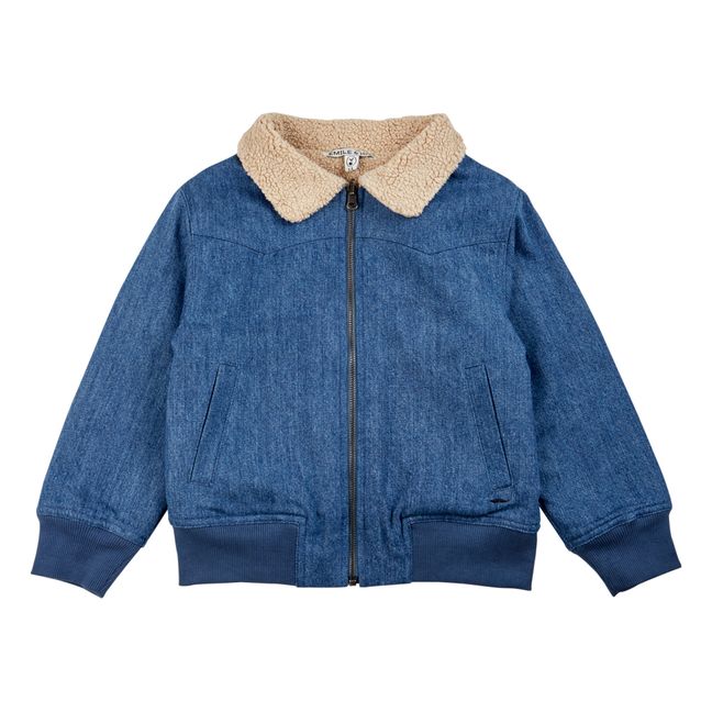 Blouson Réversible Façon Fourrure Denim | Bleu jean